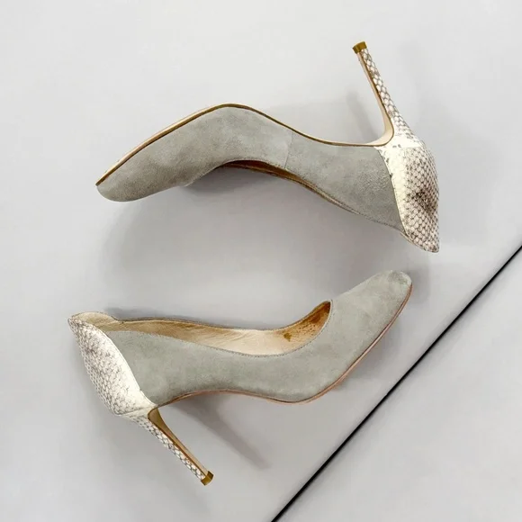 LOUISE ET CIE GREY SUEDE & SNAKE HEELS - Picture 2 of 13